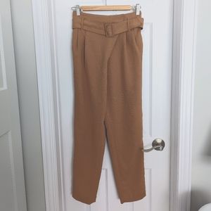 Wilfred camel dress pants with belt from Aritzia